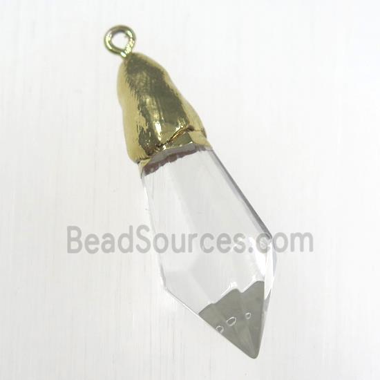 Glass crystal teardrop pendants, gold plated