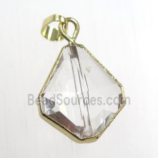 Glass crystal polygon pendants, gold plated