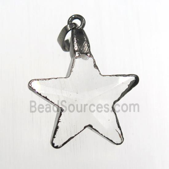 Glass crystal pendants, star, gold plated