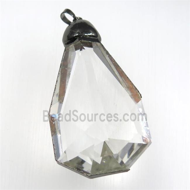 Glass crystal pendants, black plated