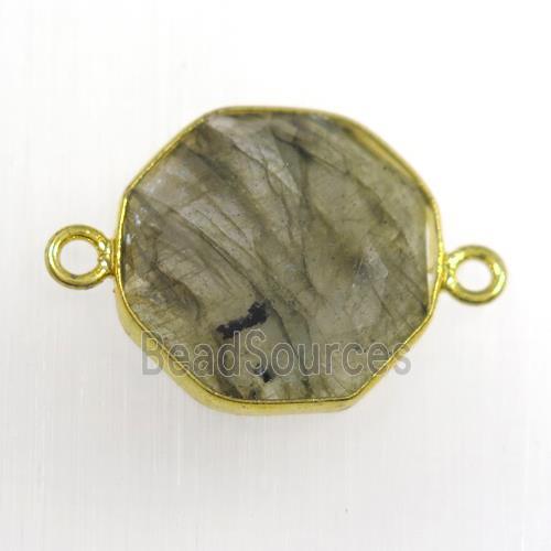 Labradorite connector, gold plated