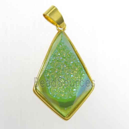 green Druzy Agate teardrop pendant