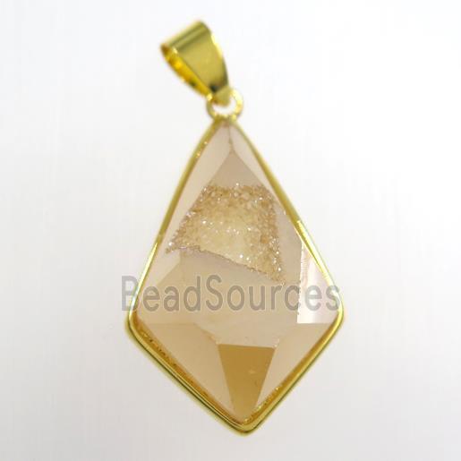 gold champagne Druzy Agate teardrop pendant