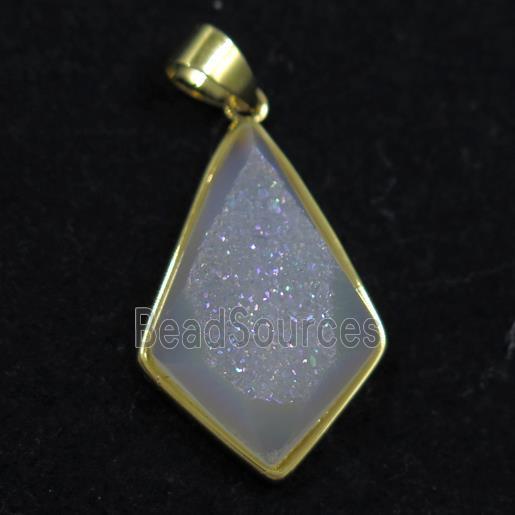 white AB-color Druzy Agate teardrop pendant