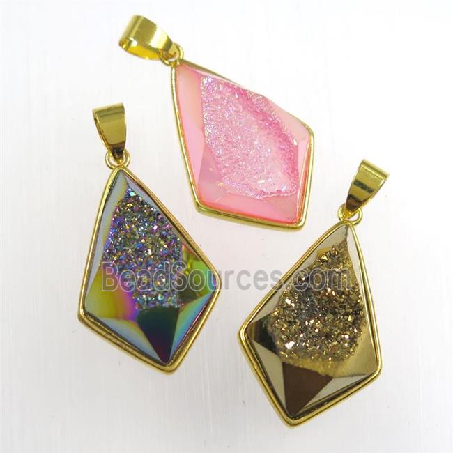 mix color Druzy Agate teardrop pendant