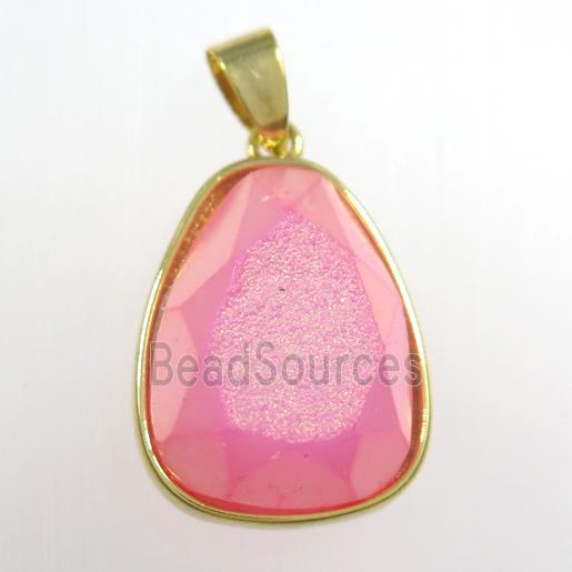 pink Druzy Agate teardrop pendant