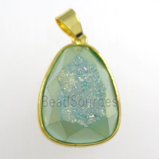 green Druzy Agate teardrop pendant