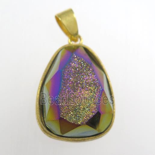 rainbow Druzy Agate teardrop pendant