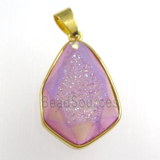 purple Druzy Agate teardrop pendant