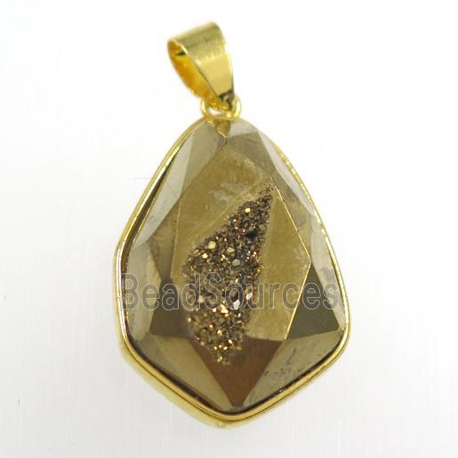 gold Druzy Agate teardrop pendant