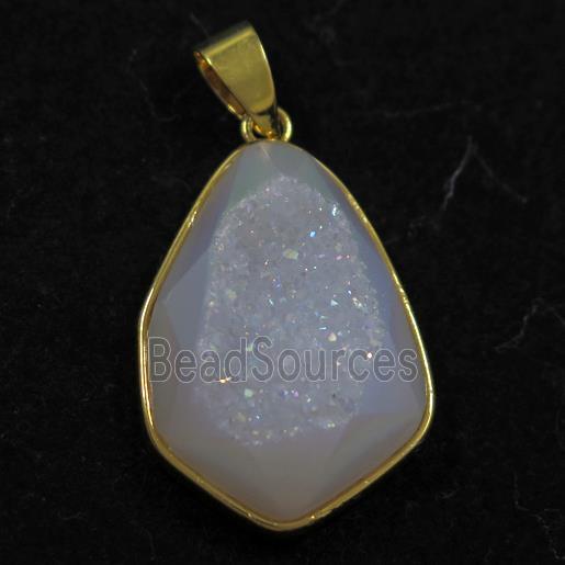 white AB-color Druzy Agate teardrop pendant