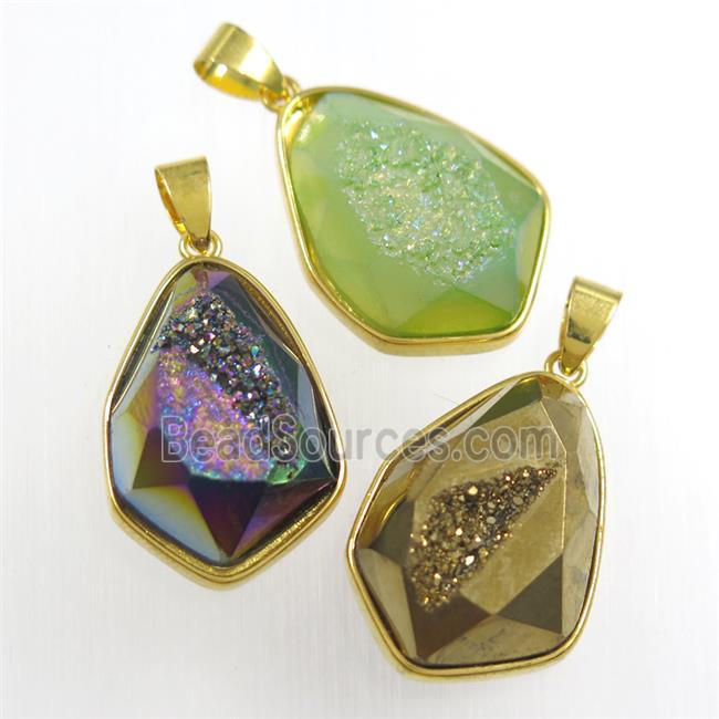 mix color Druzy Agate teardrop pendant