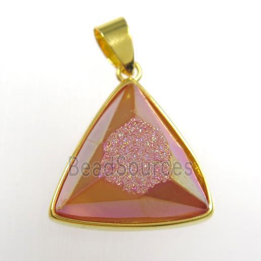 red Druzy Agate triangle pendant