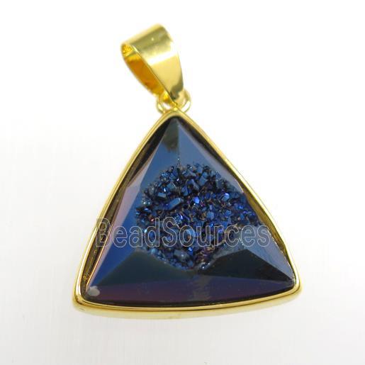 blue Druzy Agate triangle pendant