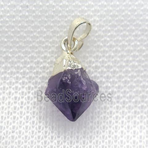 amethyst pendants, teardrop, silver plated