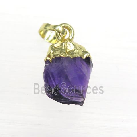 amethyst pendants, teardrop, gold plated