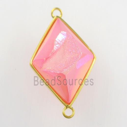 pink Druzy Agate rhombus connector