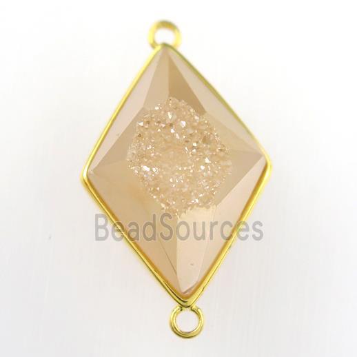 gold champagne Druzy Agate rhombus connector