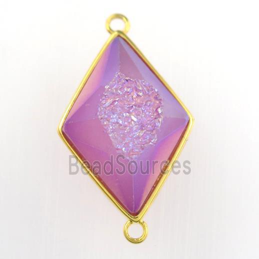 purple Druzy Agate rhombus connector