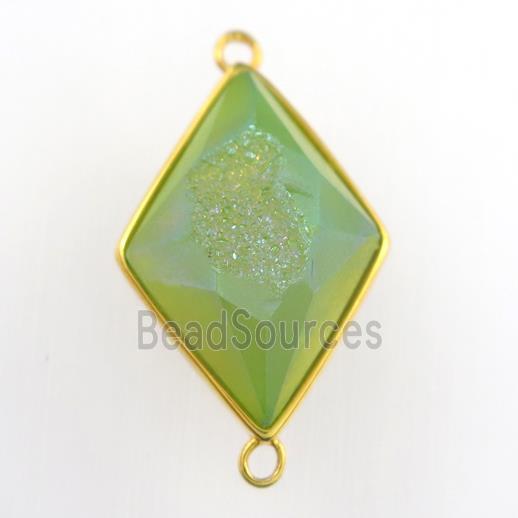 green Druzy Agate rhombus connector