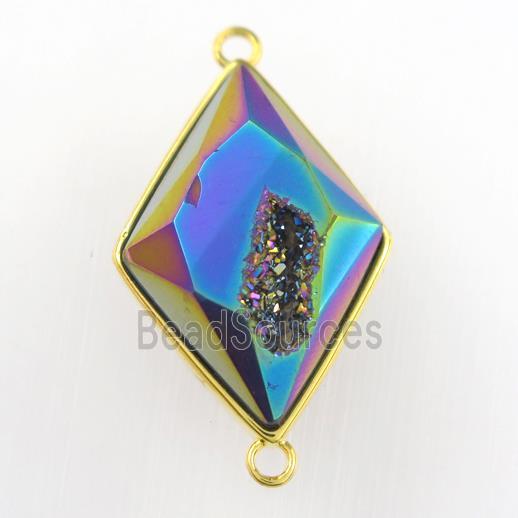 rainbow Druzy Agate rhombus connector