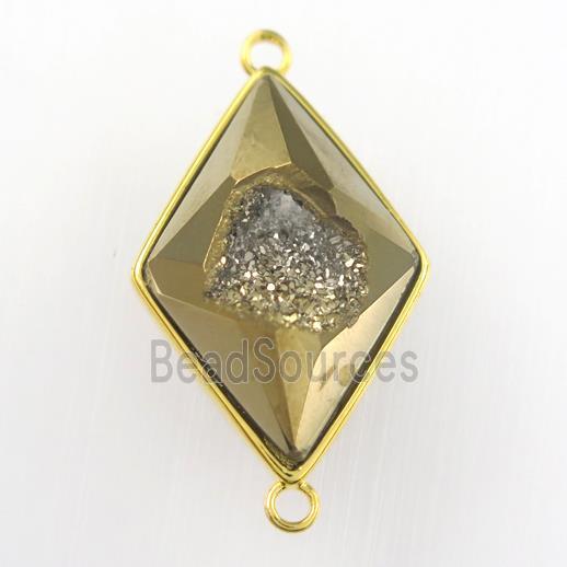 golden Druzy Agate rhombus connector