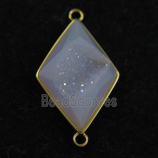 white AB-color Druzy Agate rhombus connector