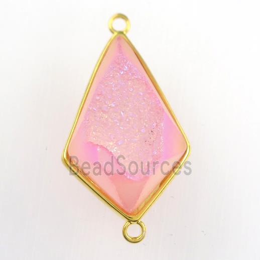 pink Druzy Agate teardrop connector