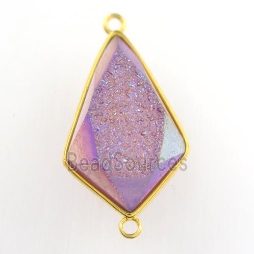 purple Druzy Agate teardrop connector