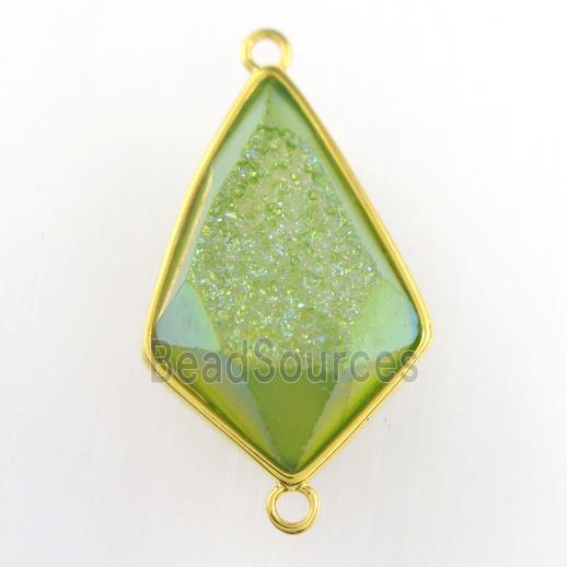 green Druzy Agate teardrop connector