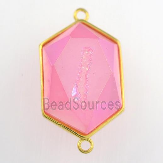 pink Druzy Agate polygon connector