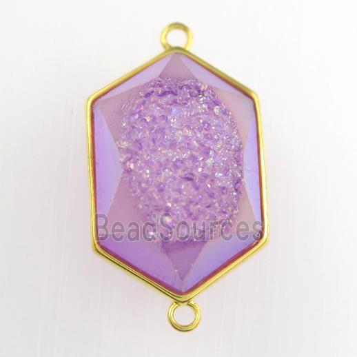 purple Druzy Agate polygon connector