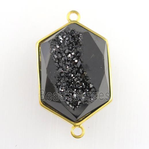 black Druzy Agate polygon connector