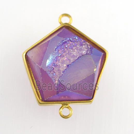 purple Druzy Agate polygon connector