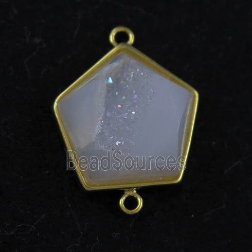 white ab-color Druzy Agate polygon connector