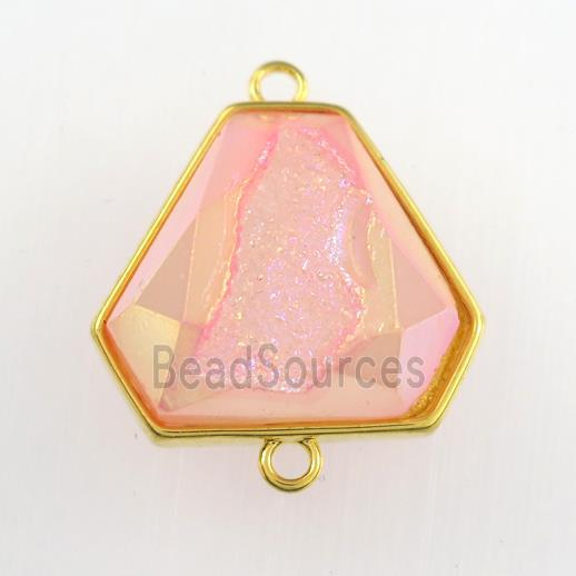 pink Druzy Agate triangle connector