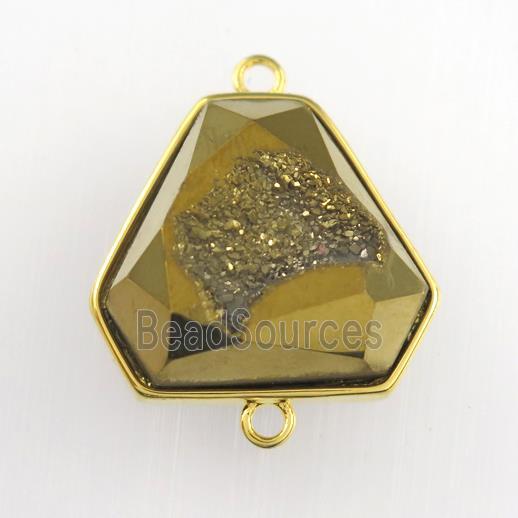 golden Druzy Agate triangle connector