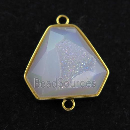 white AB-color Druzy Agate triangle connector