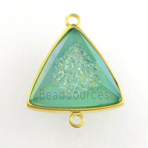 peacock green Druzy Agate triangle connector