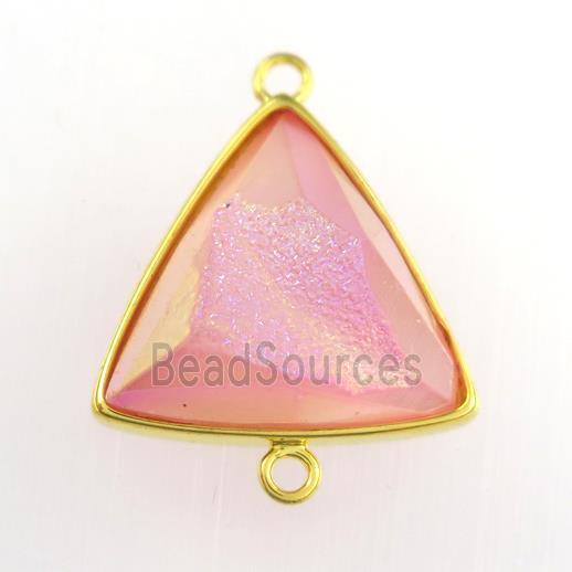 pink Druzy Agate triangle connector