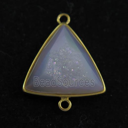 white AB-color Druzy Agate triangle connector