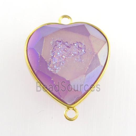 purple Druzy Agate heart connector