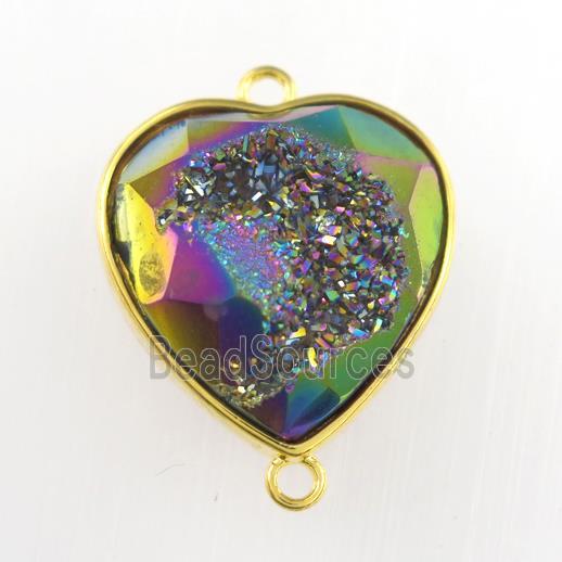 rainbow Druzy Agate heart connector