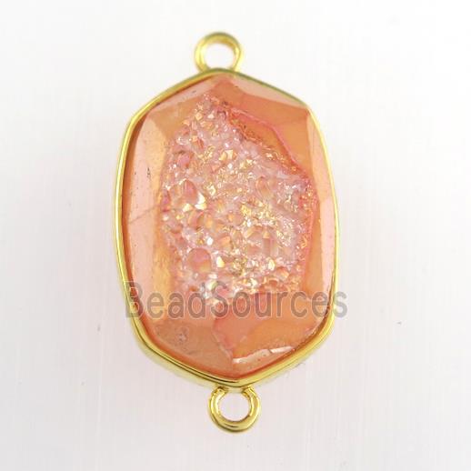 orange Druzy Agate oval connector