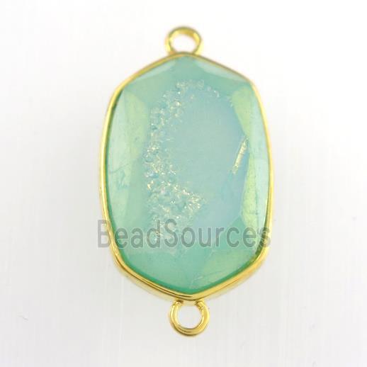 peacock green Druzy Agate oval connector