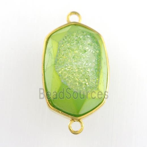 green Druzy Agate oval connector