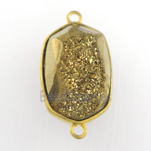 golden Druzy Agate oval connector