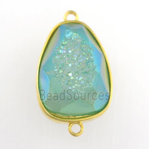 peacock green Druzy Agate teardrop connector