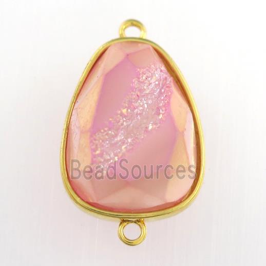 pink Druzy Agate teardrop connector