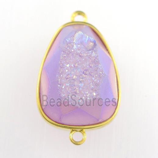 purple Druzy Agate teardrop connector